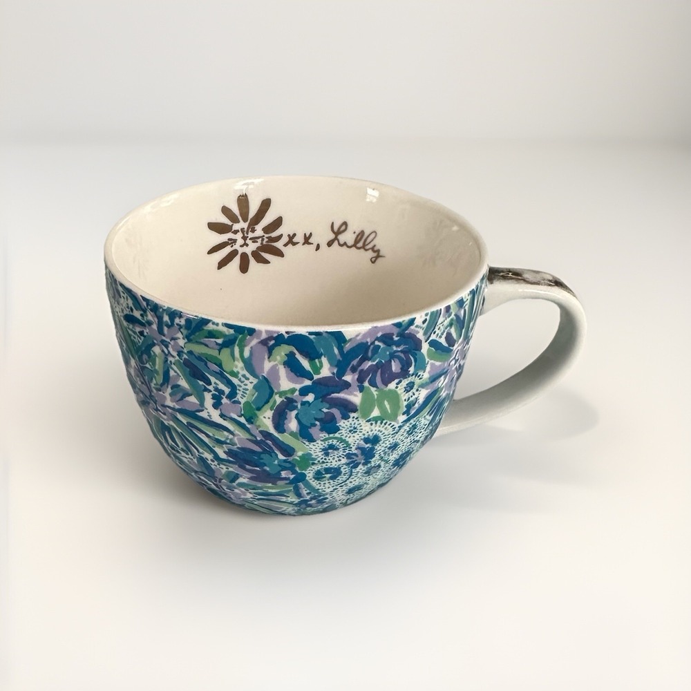 Lilly Pulitzer Ceramic Mug Soleil It On Me pattern Mom Tea Coffee Preppy Gold